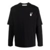 Off-White Herre Gradient Arrow Langermet T-skjorte med løs passform, svart
