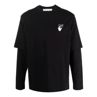 Off-White Herre Gradient Arrow Langermet T-skjorte med løs passform, svart