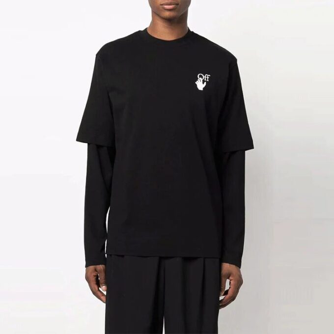 Off-White Herre Gradient Arrow Langermet T-skjorte med løs passform, svart
