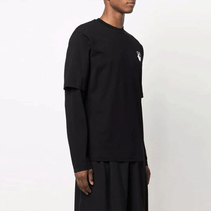 Off-White Herre Gradient Arrow Langermet T-skjorte med løs passform, svart
