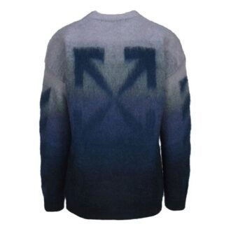 Off-White Herre Gradient-effekt Rund hals Langermet Ullgenser Løs passform Blå