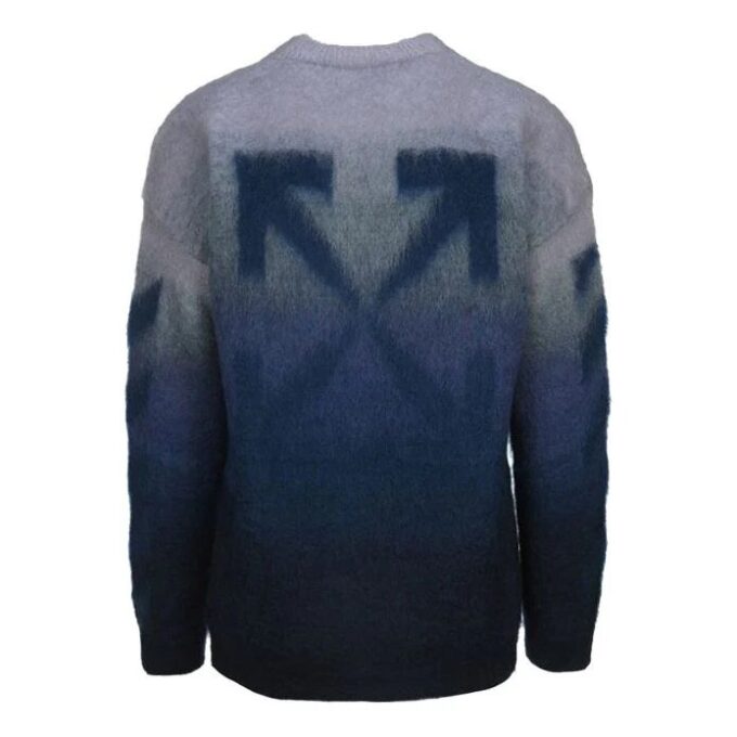 Off-White Herre Gradient-effekt Rund hals Langermet Ullgenser Løs passform Blå