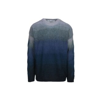 Off-White Herre Gradient-effekt Rund hals Langermet Ullgenser Løs passform Blå