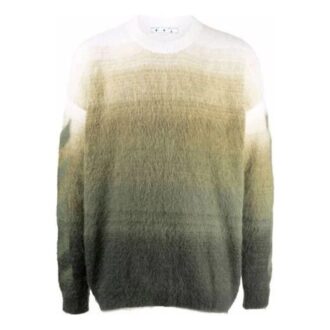 Off-White Herre Gradient-effekt Rundhals Langermet Ullgenser Løs Passform Flerfarget