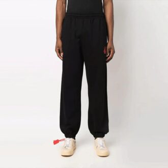 Off-White Herre Hands Off Red Arrow Sportsbukser/Joggebukser Løs Passform Svart