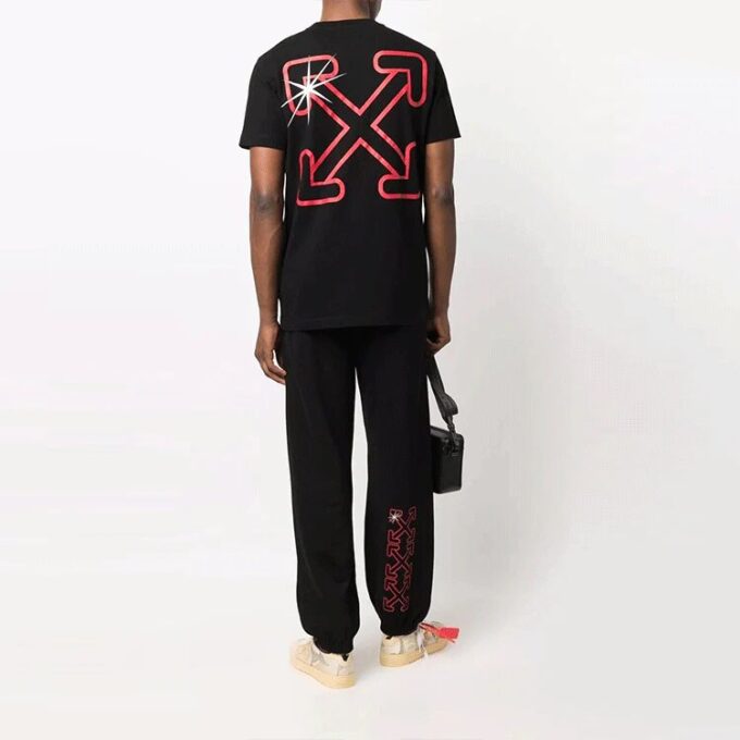 Off-White Herre Hands Off Red Arrow Sportsbukser/Joggebukser Løs Passform Svart