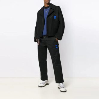 Off-White Herre kort dressjakke med pilemønster, løs passform, svart