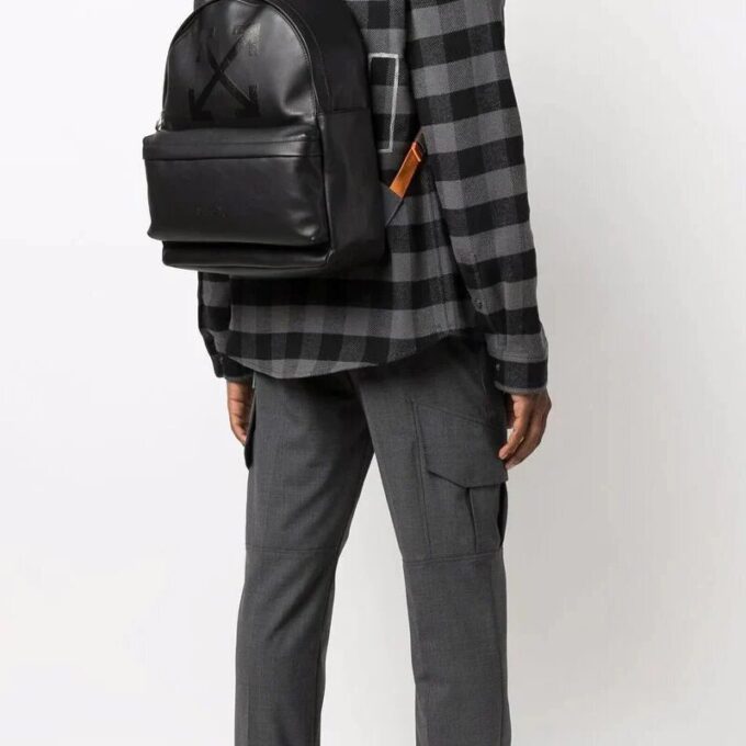 Off-White Herre Lær Svart Ryggsekk