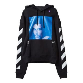 Off-White Herre-langermet T-skjorte med karaktertrykk, svart