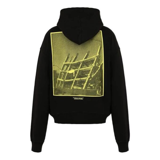 Off-White Herre Langermet T-skjorte med trykk på ryggen, svart