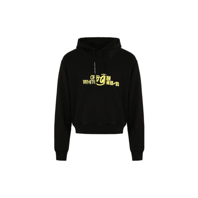 Off-White Herre Langermet T-skjorte med trykk på ryggen, svart