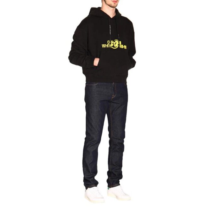 Off-White Herre Langermet T-skjorte med trykk på ryggen, svart