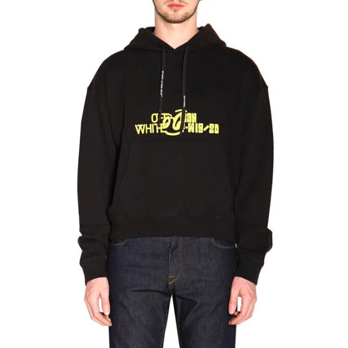 Off-White Herre Langermet T-skjorte med trykk på ryggen, svart