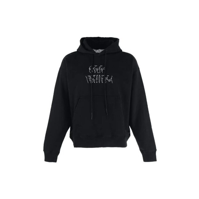 Off-White Herre Logo Brodert Pil Langermet Svart