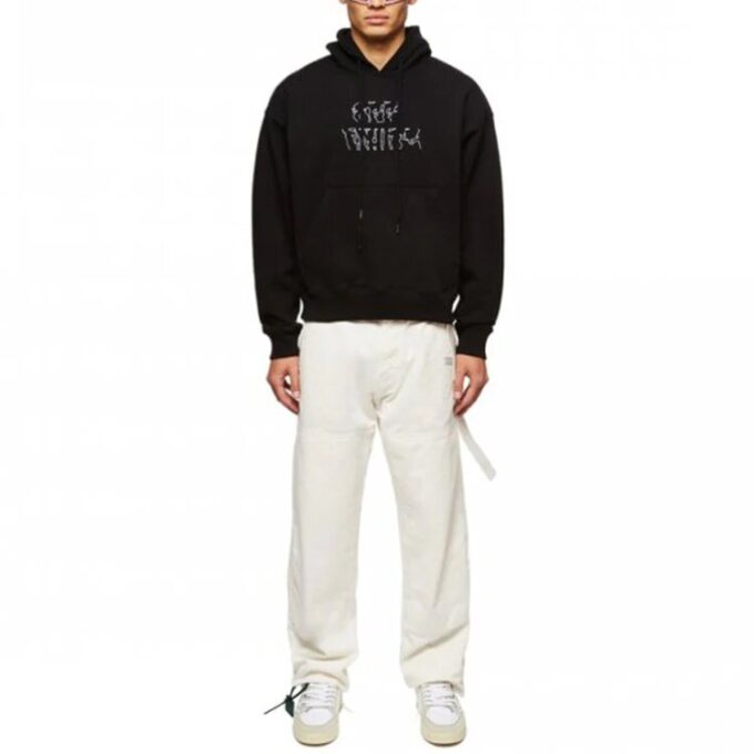 Off-White Herre Logo Brodert Pil Langermet Svart