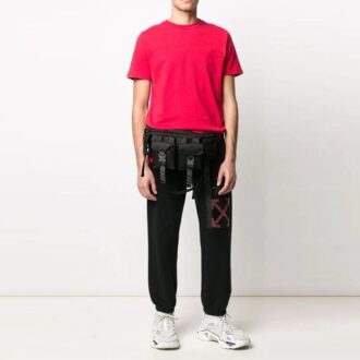 Off-White Herre Logo Edderkoppmønster Trykk Bundle Feet Sportsbukser/Joggebukser Svart