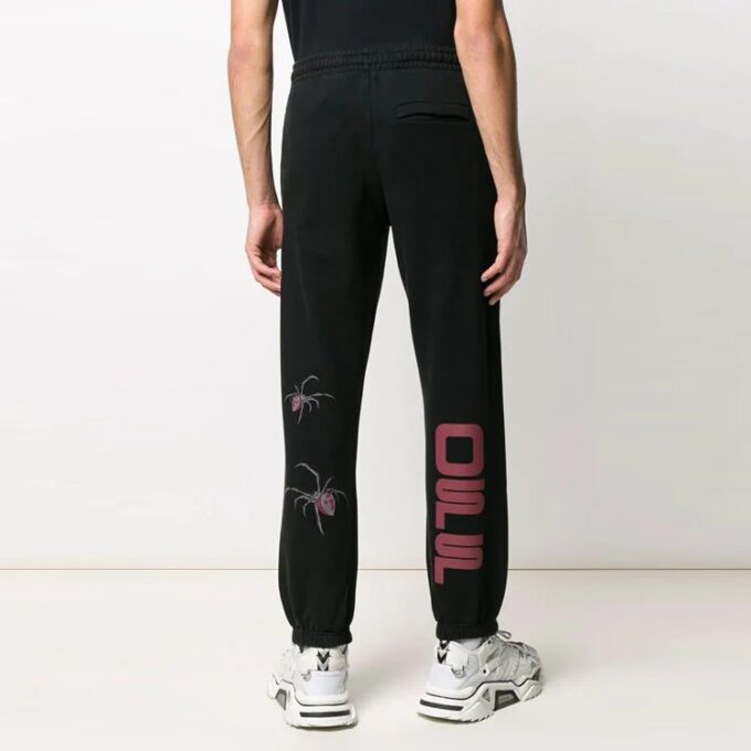 Off-White Herre Logo Edderkoppmønster Trykk Bundle Feet Sportsbukser/Joggebukser Svart