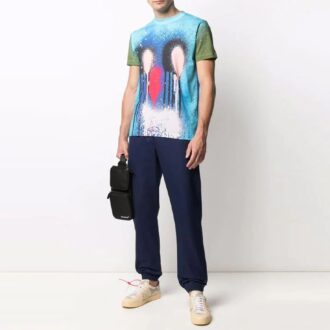 Off-White Herre Logo Ensfarget Casual Langbukse/Bukser Løs Passform Blå