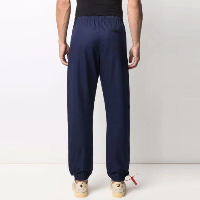 Off-White Herre Logo Ensfarget Casual Langbukse/Bukser Løs Passform Blå
