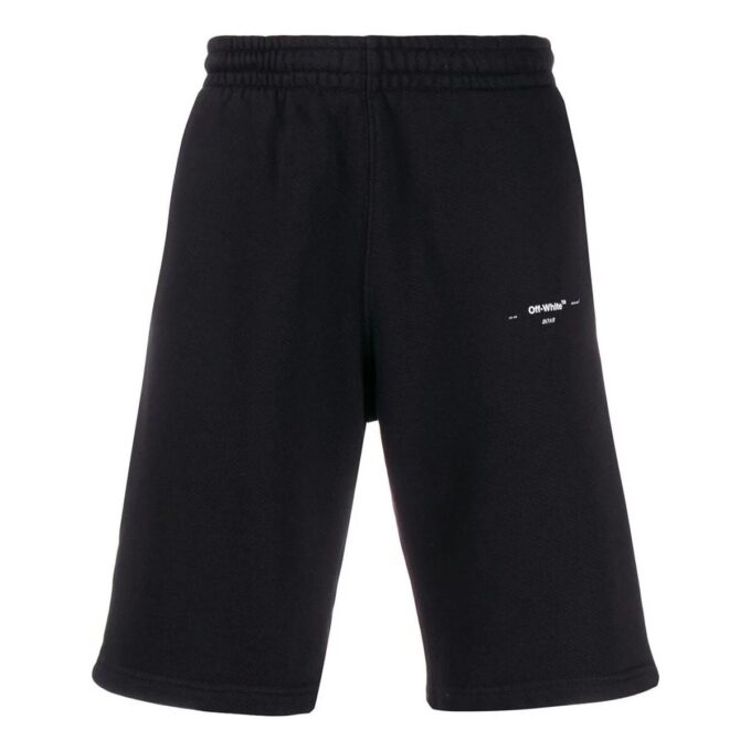 Off-White Herre-logo ensfarget casual Shorts versjon svart