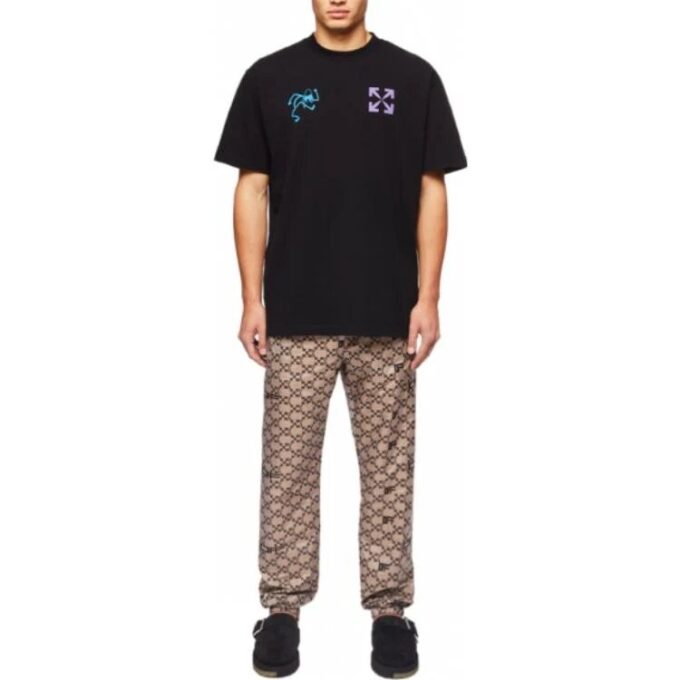 Off-White Herre Logo Full Print Elastisk Linning Casual Bukser/Lange Bukser Høst Beige