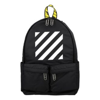 Off-White Herre Logo Glidelås Skolebag Ryggsekk Svart