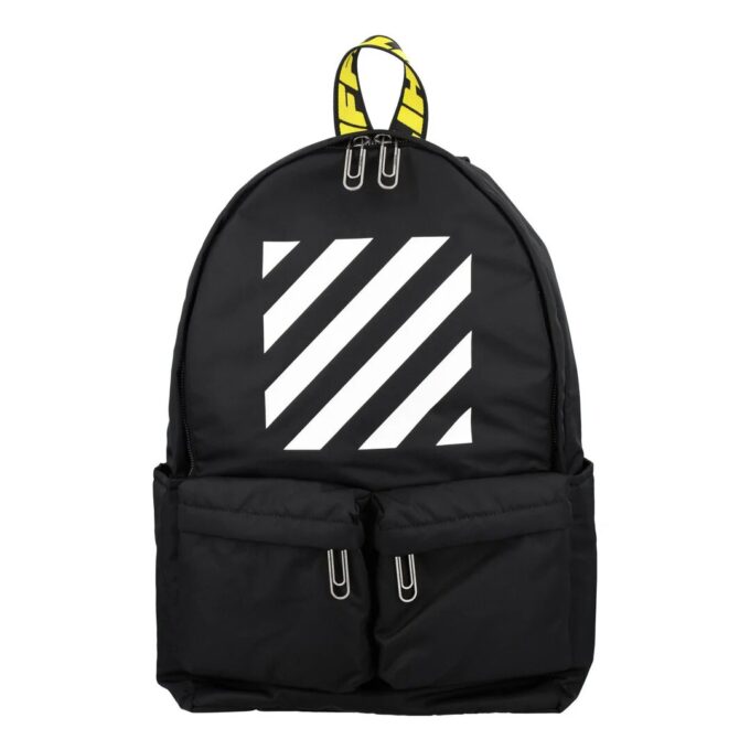 Off-White Herre Logo Glidelås Skolebag Ryggsekk Svart