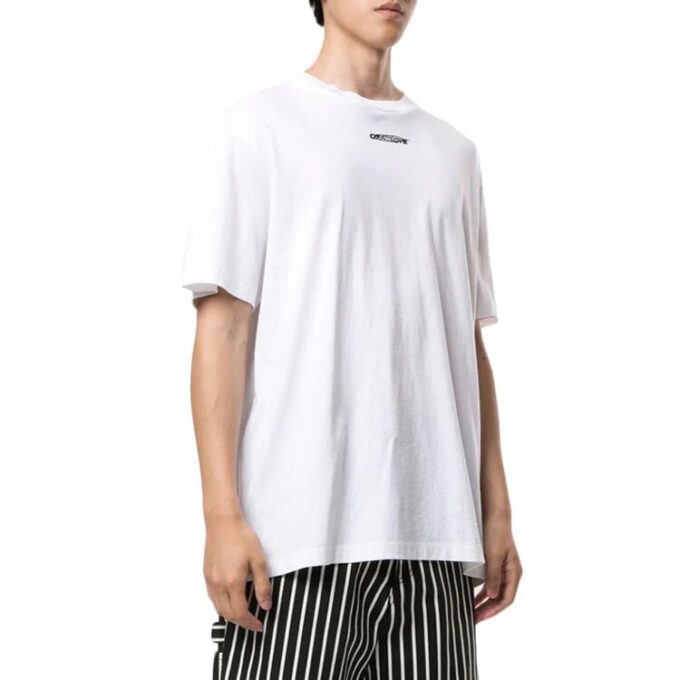 Off-White Herre Logo Graffiti Rundhalset Pullover Kortærmet Løs Passform Hvit T-skjorte