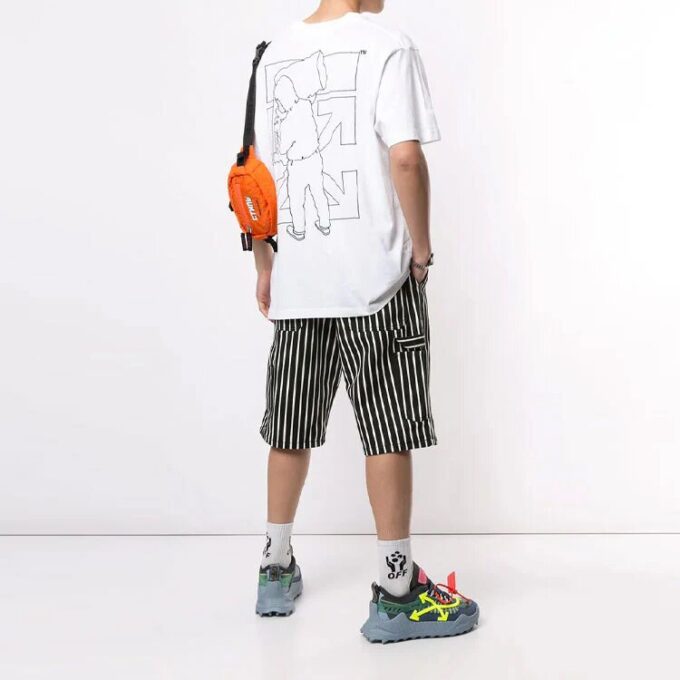 Off-White Herre Logo Graffiti Rundhalset Pullover Kortærmet Løs Passform Hvit T-skjorte
