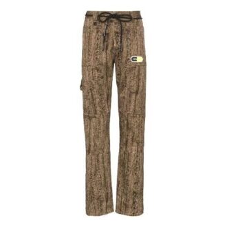 Off-White Herre Logo Label Camouflage Sportsbukser/Joggebukser Slim Fit Beige