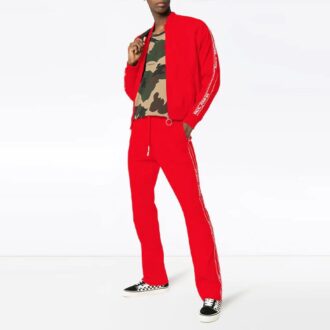 Off-White Herre Logo Løs Passform Rød Sportsbukser/Joggebukser