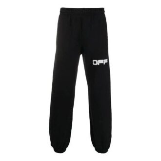 Off-White Herre Logo Mønster Trykk Bundle Feet Sportsbukser/Joggebukser Svart