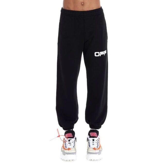 Off-White Herre Logo Mønster Trykk Bundle Feet Sportsbukser/Joggebukser Svart