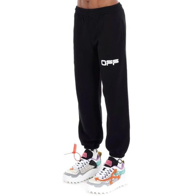 Off-White Herre Logo Mønster Trykk Bundle Feet Sportsbukser/Joggebukser Svart
