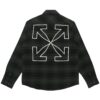 Off-White Herre Logo Rutete Flanell Langermet Løs Passform Grå Skjorte