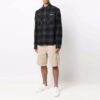 Off-White Herre Logo Rutete Flanell Langermet Løs Passform Grå Skjorte