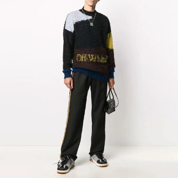 Off-White Herre Logo Sidestripe Sportsbukser/Joggebukser Løs Passform Svart