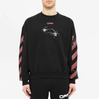 Off-White Herre Logo Spider-trykk Rund hals Langermet Svart