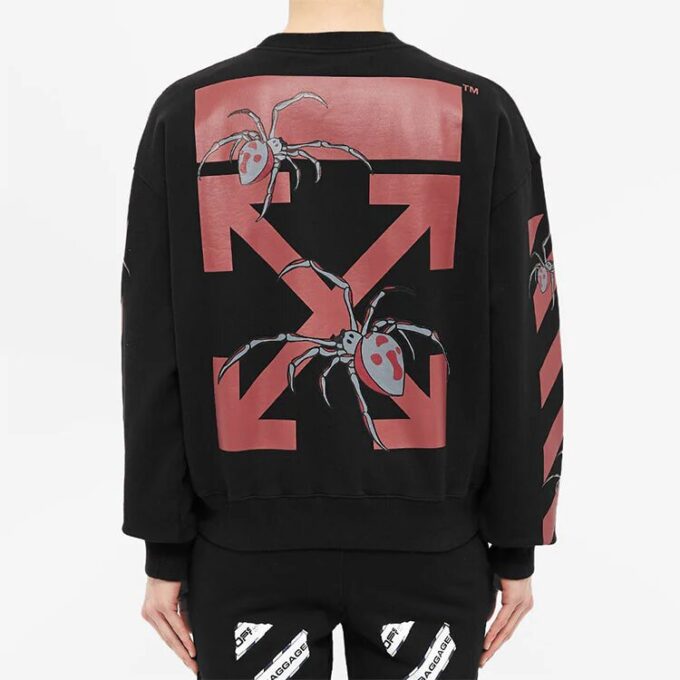 Off-White Herre Logo Spider-trykk Rund hals Langermet Svart