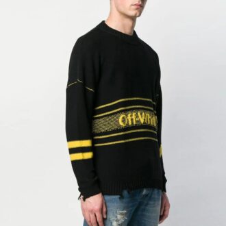 Off-White Herre-logo Strikk Rundhals Svart