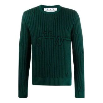 Off-White Herre-logo Stripe Strikk Grønn