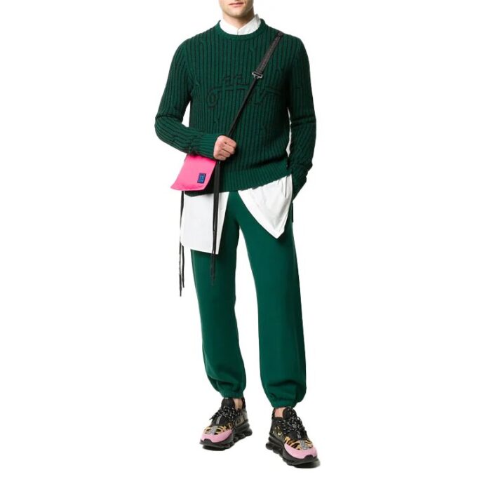 Off-White Herre-logo Stripe Strikk Grønn