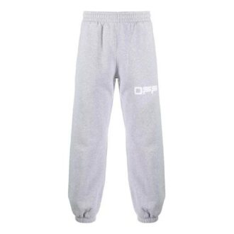 Off-White Herre Logo-trykk Bundle Feet Sportsbukser/Joggebukser Lysegrå