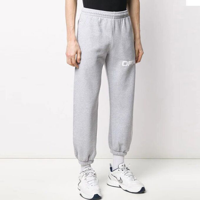 Off-White Herre Logo-trykk Bundle Feet Sportsbukser/Joggebukser Lysegrå