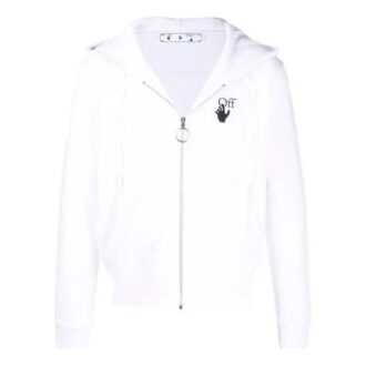 Off-White Herre Logo-trykk Glidelås Hvit