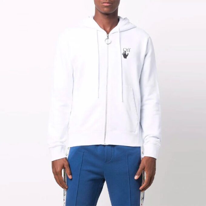 Off-White Herre Logo-trykk Glidelås Hvit