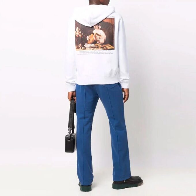 Off-White Herre Logo-trykk Glidelås Hvit