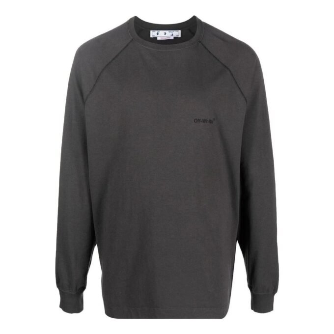 Off-White Herre Logo-trykk Mønster Rundhalset genser Langermet Grå