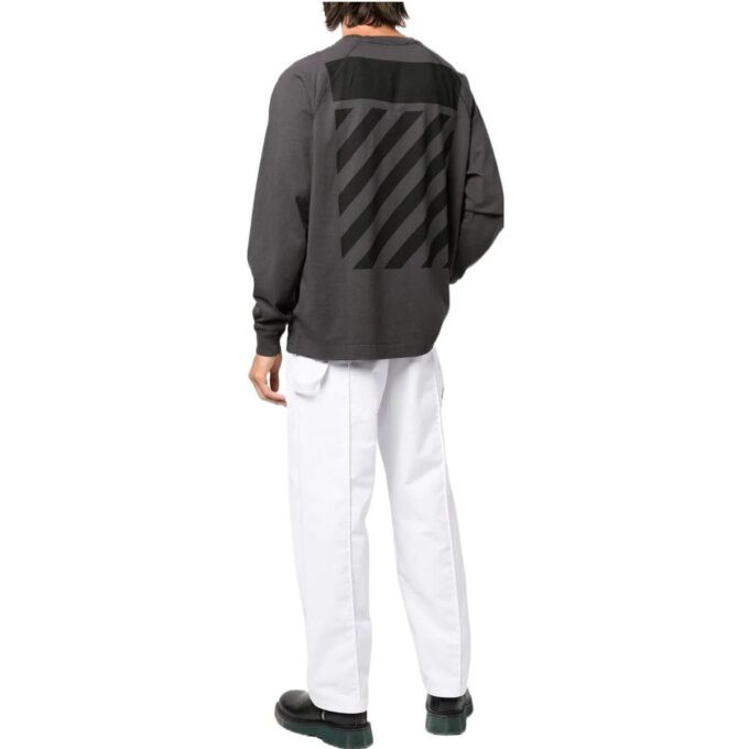 Off-White Herre Logo-trykk Mønster Rundhalset genser Langermet Grå