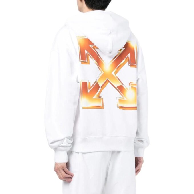 Off-White Herre Logo-trykk Mønster Snøring Hette Langermet Hvit